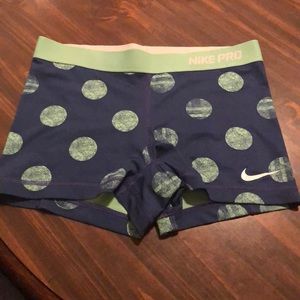 Navy Blue and Green Polka Dot Nike Pro Spandex